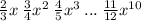 \frac{2}{3} x \: \frac{3}{4} {x}^{2} \: \frac{4}{5} {x}^{3} \: ... \: \frac{11}{12} {x}^{10}