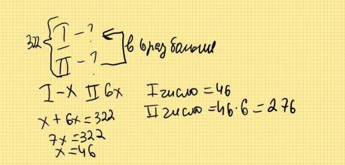 Сума двох дорівнює 322. знайти ці числа якщо одне з них в 6 разів більше від другого​