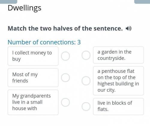 Dwellings match the two halves of the sentence ​