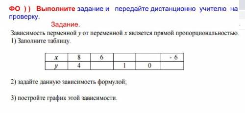 Математика Зависимость переменной у от переменной х является прямой пропорциональностью. 1) Заполнит