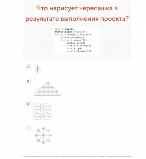 Что нарисует черепашка в результате выполнения проекта​