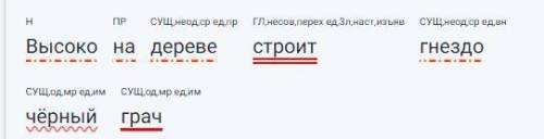 синтетический разбор предложения Высоко на дереве строит гнездо чёрный грач ​