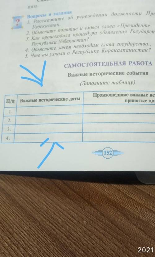 Выполните самостоятельную работу на странице152 Заполните таблицу ​