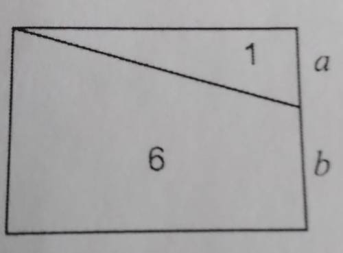 На диаграмме наклоная линия делит площадь прямоугольника в соотношении 1/6.Каково соотношение a/b?​