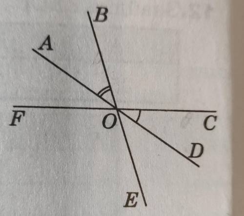 Знайдіть кут FOE,якщо кутAOB=45°,кут COD=25°​