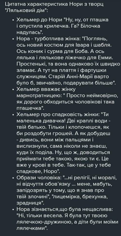 Цитатна характеристика героїв Ляльковий дім