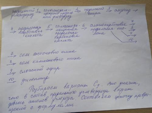 Составить и осуществить цепочку превращений. Нужен вариант С2 На картинках шаблон, с вариантом С9. н