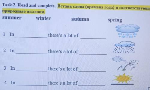 Task 2. Read and complete. Вставь слова (времена года) и соответствующие IPHPOJHbIe AbzeHHA.summerwi