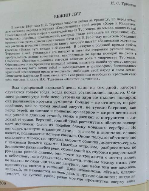 Задание 1 Составить краткий конспект (самое главное)-письменно Бежин луг со страницы 206 ​