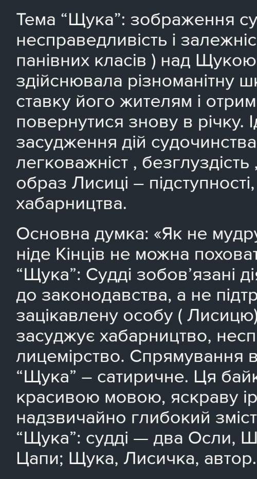 Коротко проаналізувати будову байки Щука