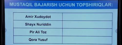 7-sinf ozbekiston tarixi  Yordam bervorila iltimos