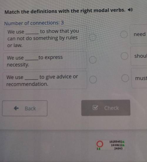 Places I like Match the definitions with the right modal verbs. :)Number of connections: 3We use to 