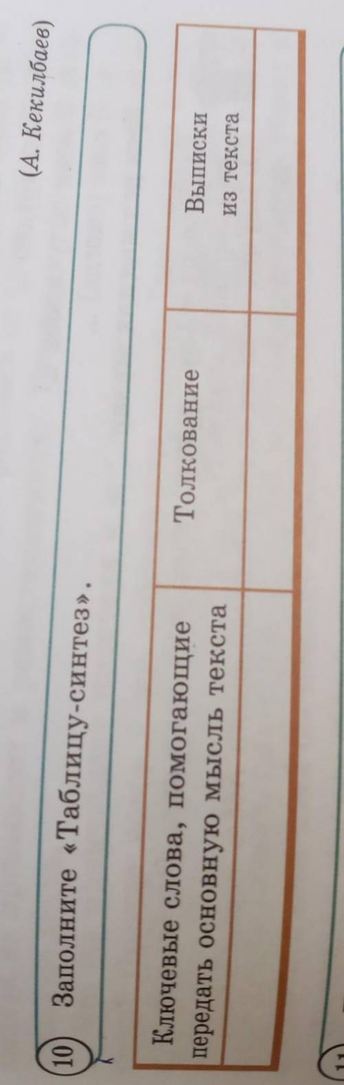 10 Заполните «Таблицу-синтез».ТолкованиеВыпискиКлючевые слова передать основную мысль текстаиз текст