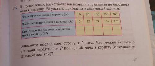 в группе юных баскетболистов провели упражнения по бросанию мяча в корзину результаты приведены в сл