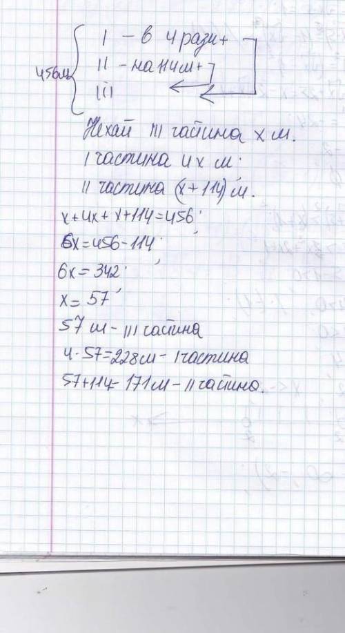 Дpiт завдовжки 305 м pозpiзали на 3 частини так, що одна з них виявилася в 3 pази довшою за дpугу i