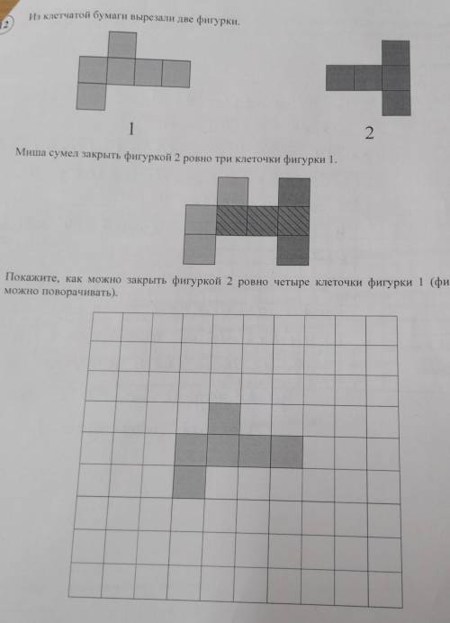 Вар математика. 6 кладос Бриллят Из клетчатой бумаги выреза и две ферки.T2)1Миша сумел закрыть фигур
