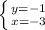 \left \{ {{y = -1} \atop {x=-3}} \right.