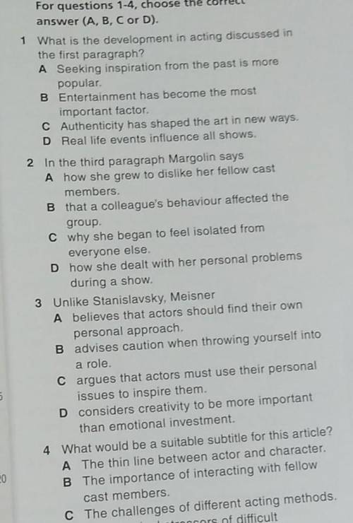 1141 11 42 1144 1145 1146 1149 You are going to read an article about actingFor questions 1-4, choos