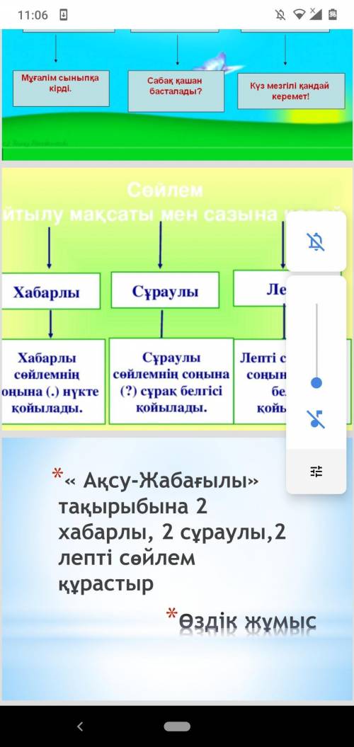 Начинается сол слов Ақсу- Жабағылы тақырыбына 2 хабарлы, 2 сұраулы, 2 лепті сөйлем құрастыр