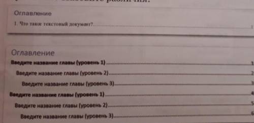 Рассмотрите рисунки Как расположены оглавление в документах Назовите различия​