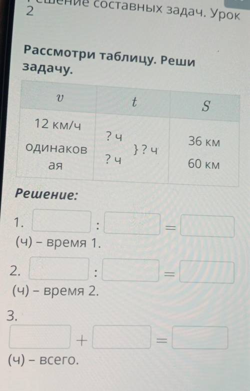 Коопка Рассмотри таблицу. Решизадачу.00cuo& MeКАogueауtsbe e12 км/ч? ч36 КМодинаков}? Чах? ч60 К