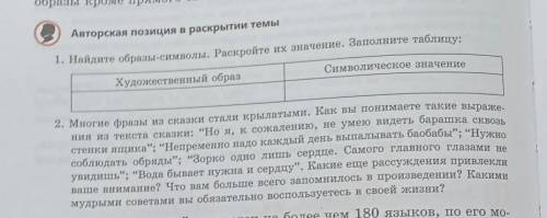 1. Найдите образы-символы. Раскройте их значение. Заполните таблицу: Символическое значениеХудожеств