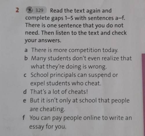 2 3.29Read the text again andcomplete gaps 1-5 with sentences a-f.There is one sentence that you do 