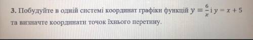 Побудуйте в одній системі координат графіки функцій y=6/x і y=x+5 та визначте координати точок їхньо