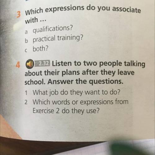 2.32 Listen to two people talking 4 about their plans after they leave school. Answer the questions.