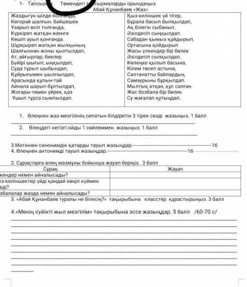 Антонимы со стихотворением жас Абай Кунанбаев .Это весь сор кому не сложно​