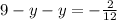 9-y-y=-\frac{2}{12}