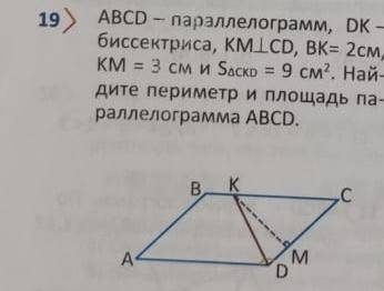 ABCD параллелограмм,DK-биссектриса