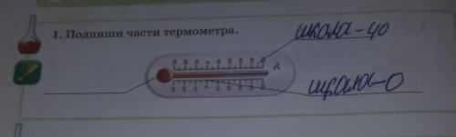 Подпиши части термометра где вот эта красная штука надо сказать как она называется а другой уже сдел