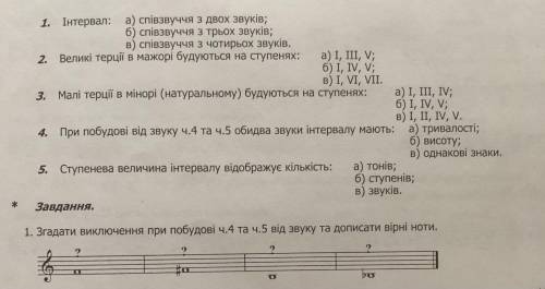 . Перевод на русский: 1.Интервал : a) созвучие из двух звуков б) созвучие из трех звуков; в) созвучи