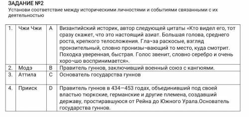 ЗАДАНИЕ №2 Установи соответствие между историческими личностями и событиями связанными с их деятельн