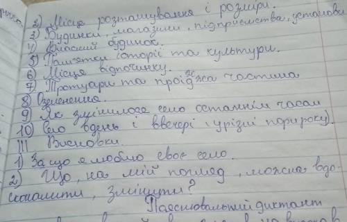 1)Моё село - частина краины 2)Iсторiя винекнення назви 3)Iсторiя села. Оце що я написала теж виконат