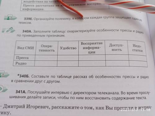 заполните таблицу охарактеризуйте особенности прессы и радио по данным признакам.