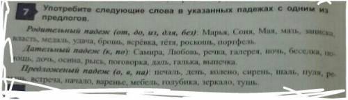 Употребите следующие слова в указанных падежах с одним из предлогов SOS HELP ME ​