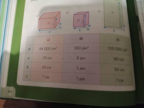 Найди высоту коробок, если езвестны из объем, длина, и ширина. V-369дм³, а-8дм,b-5дм,с-?дм