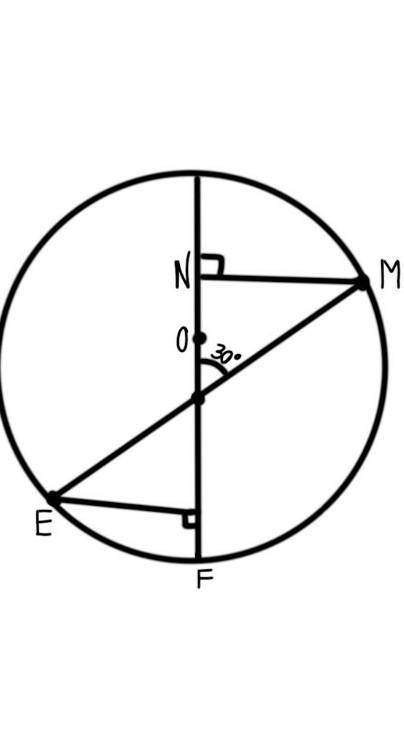 Дано: СD - діаметрЕМ - хордаМN+EF=16смкут МNA=90°, кут EFA=90°Знайти: МЕ​