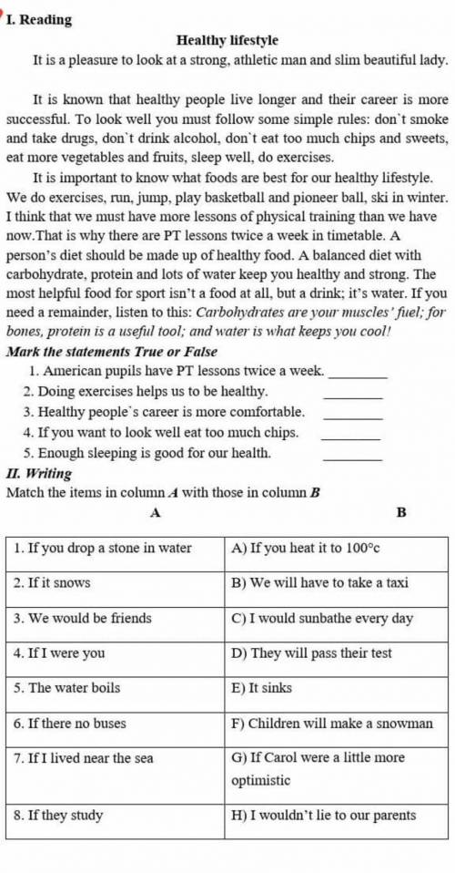 1 - Mark the statements True or False2 - Writing ​