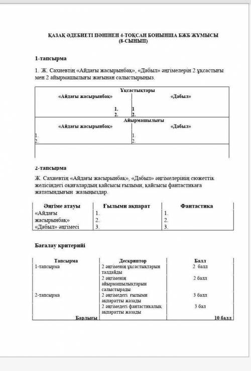 Қазақ әдебиет 8сынып 1бжб 4тоқсан ответ дайте у кого есть ?​