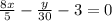 \frac{8x}{5} - \frac{y}{30} - 3 = 0