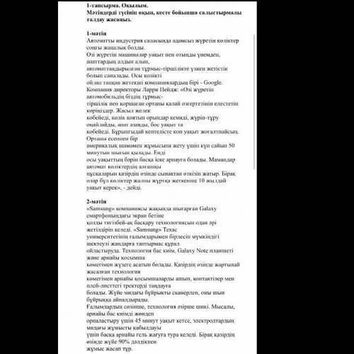 Екі мәтіннің ұқсастығы Айырмашылығы Негізгі идеясы Мәтіннің тақырыбы