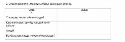 Сұрақтарға өлең мазмұны бойынша жауап беріңіз по братски((только нужно что бы вы не где не списали (