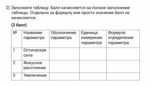 Заполните таблицу. начисляется за полное заполнение таблицы. Отдельно за формулу или просто значение