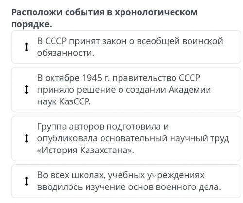 Расположи события в хронологическом порядке. ​