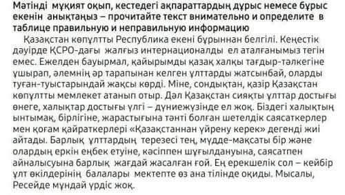 2-тапсырма Мәтіндегі нақты ақпараттарға қатысты сөз немесе сөз тіркестерін айтып, кестенің ішіне орн