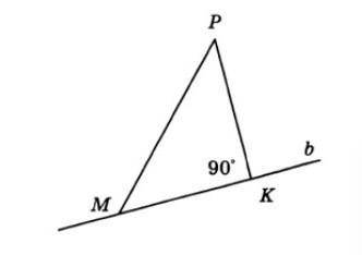 На рисунке к прямой b 1. PK - перпендикуляр , MP - наклонная2. PK - наклонная, MP - перпендикуляр3. 
