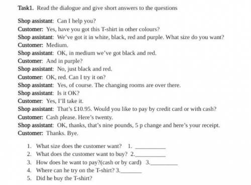 1. what size does the customer want? 1. 2. what does the customer want to buy? 2. 3. how does he wan